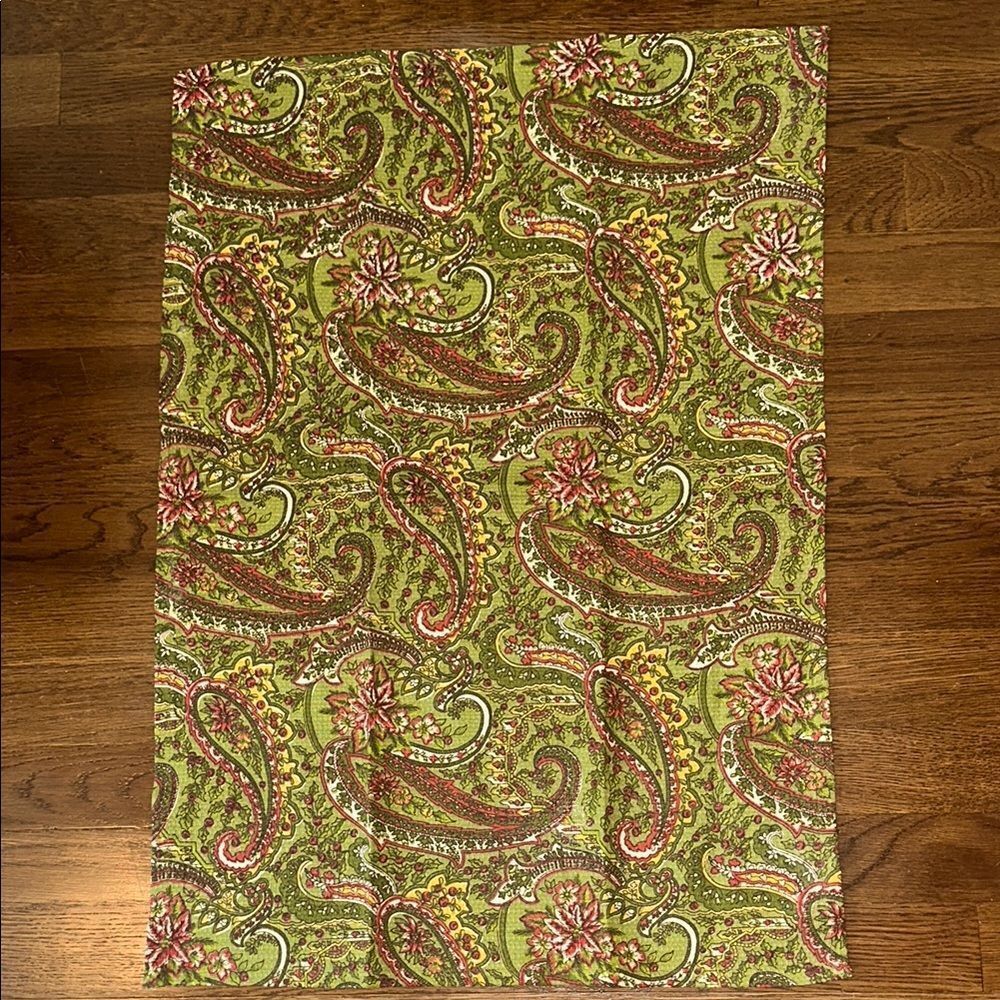 April Cornell Green, Gold, Cream‎ & Red Paisley Print Tea or Kitchen Towel